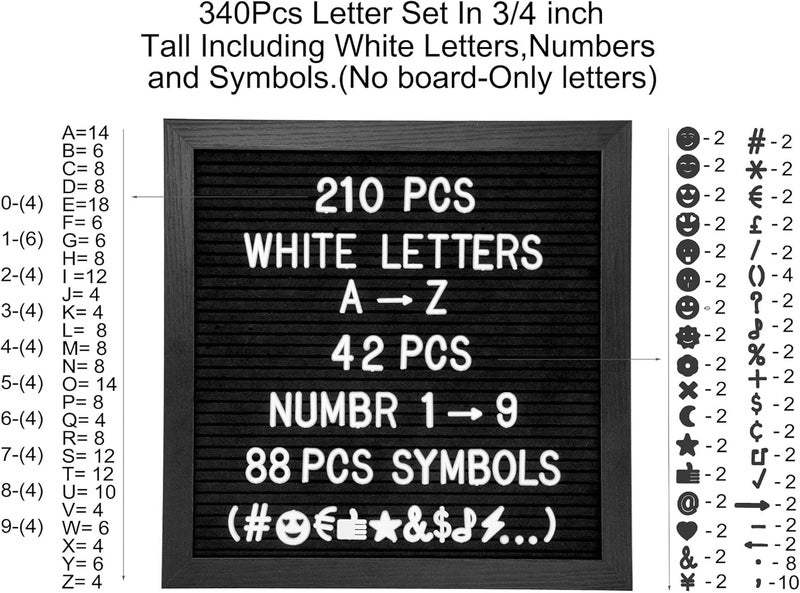 G GAMIT Pre-Cut 3/4 Inch White Letters for Felt Letter Board,340pcs plastic letters including Characters,Numbers,Symbols&Emoji for Message Board - (No Board Included) - Image 3
